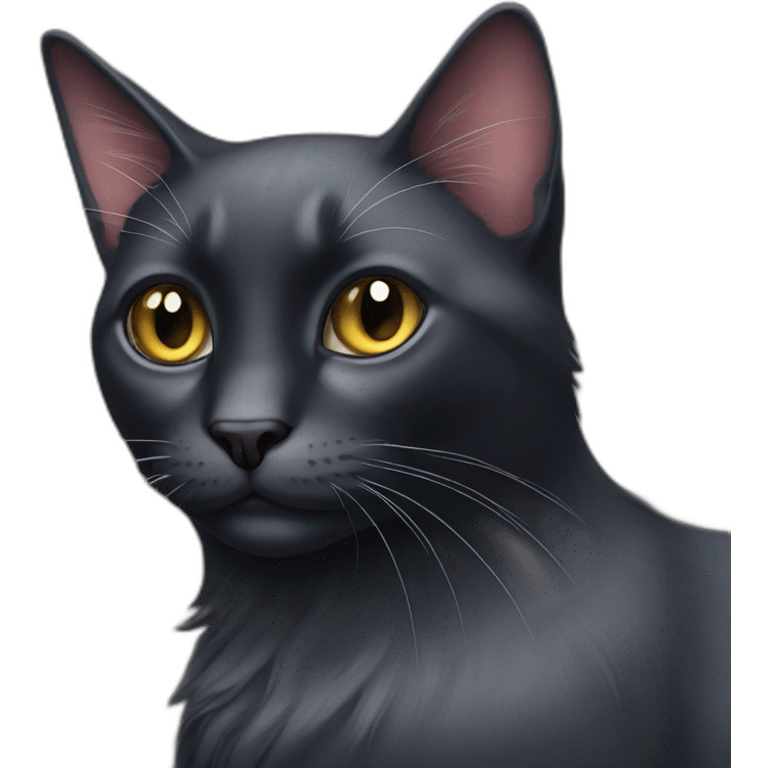 long hair black cat emoji