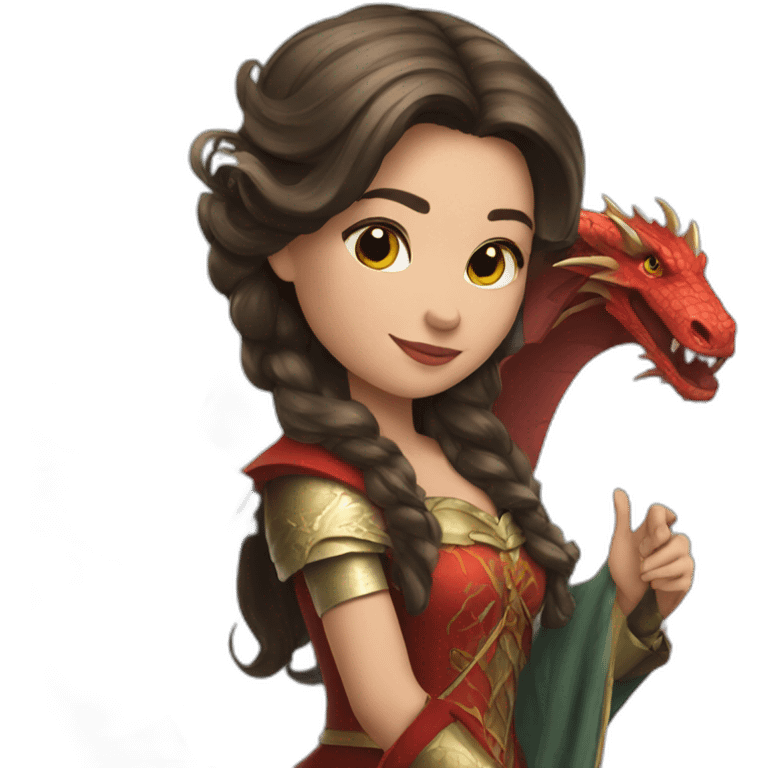 Brunette princess with dragon emoji