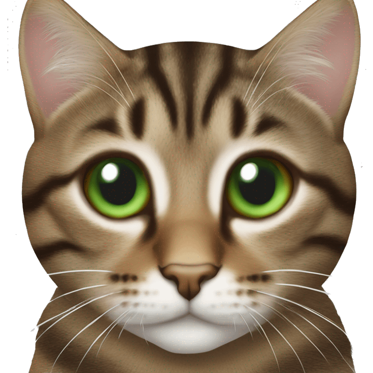 Realistic, green eye, brown tabby cat ￼ emoji