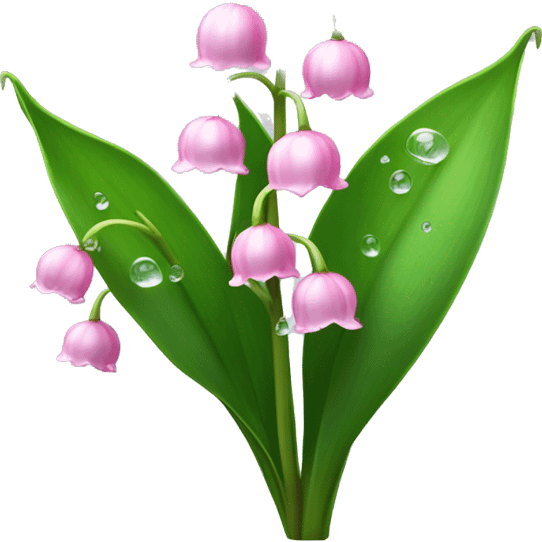 Pink lily of the valley bush with long stems and water droplets emoji