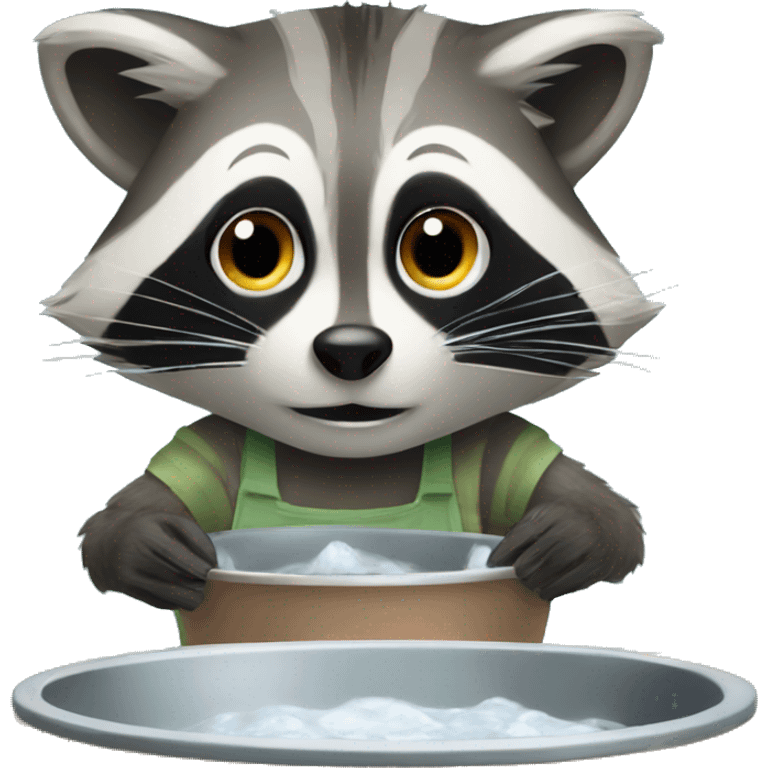 raccoon washing the dishes emoji