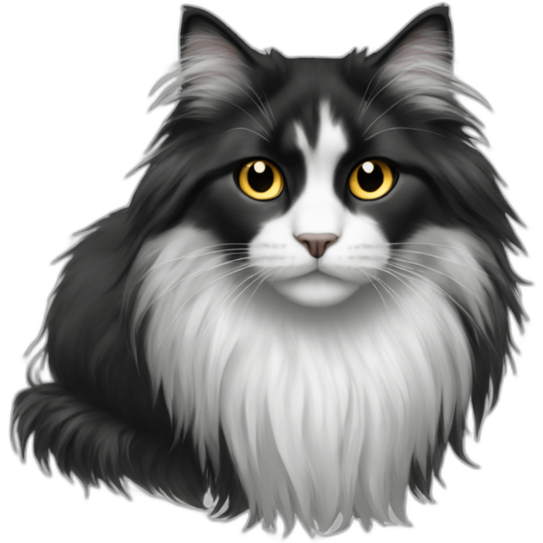 A domestic long hair chat with white and black furr emoji