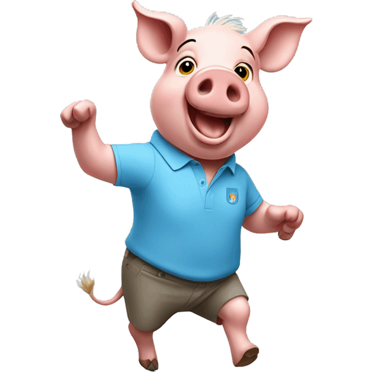 pig dancing with light blue polo shirt emoji