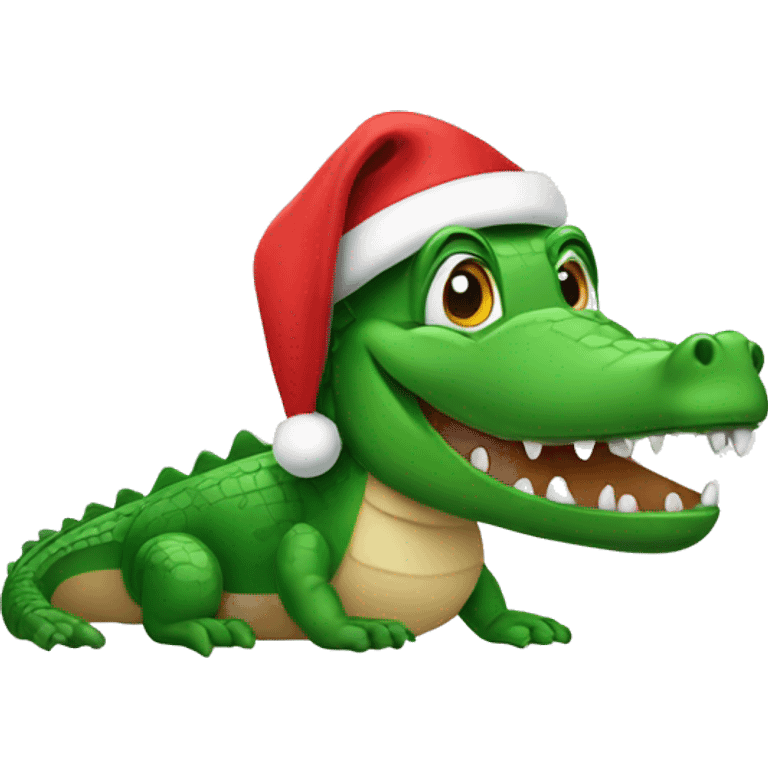 alligator with a santa hat emoji