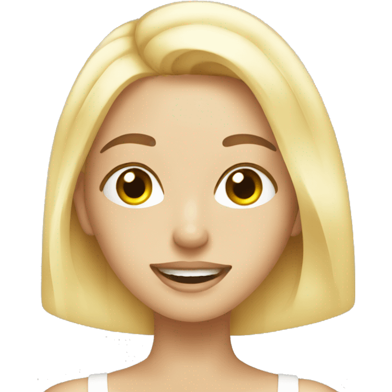 A blond girl doing her skincare  emoji