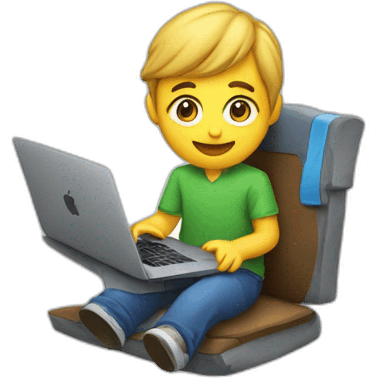 Student with gamepad playing game on macbook emoji