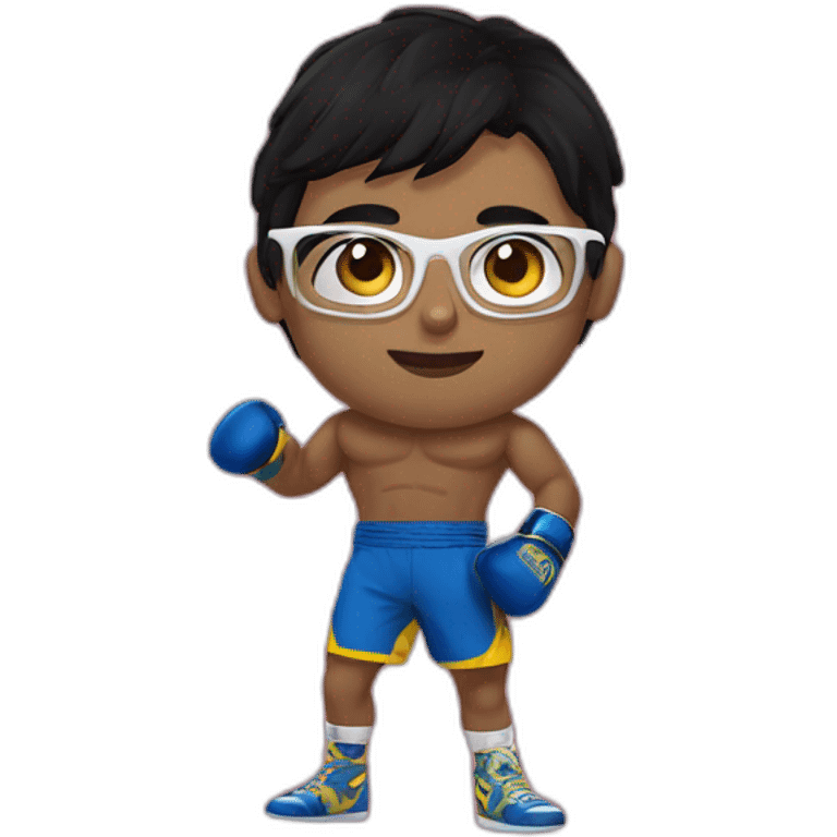 Boy Sri lankan MMA fighter with glases black hair emoji