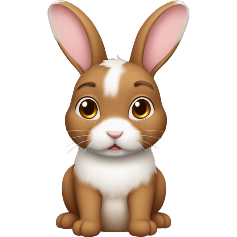 Rabbit color Brown and litle and Drop ear emoji