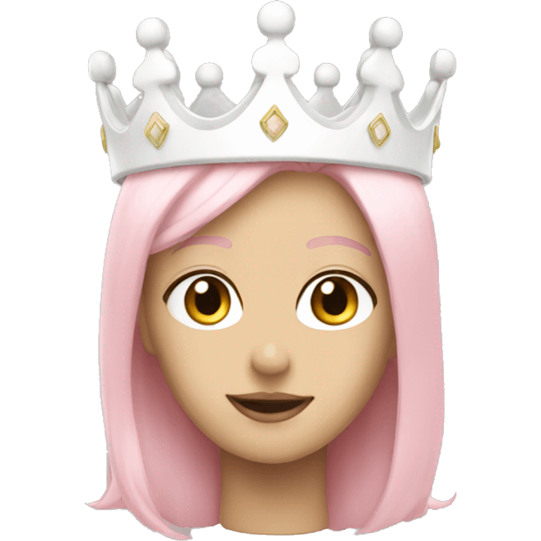 White and pastel pink crown emoji