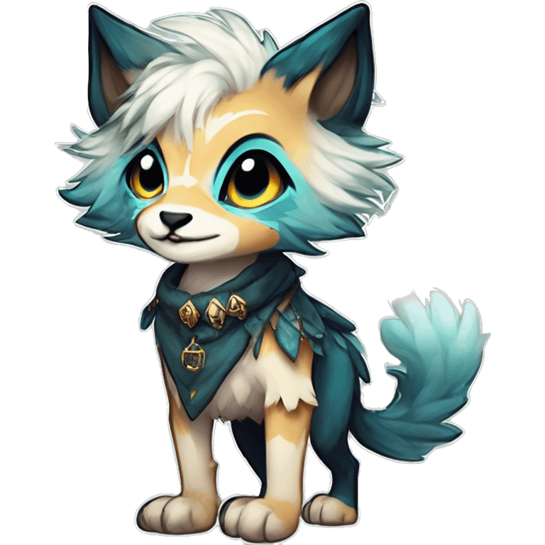 Cool cute Kawaii edgy fantasy shiny animal  fursona Fionbri vernid by griffsnuff & LiLaiRa & Falvie full body emoji