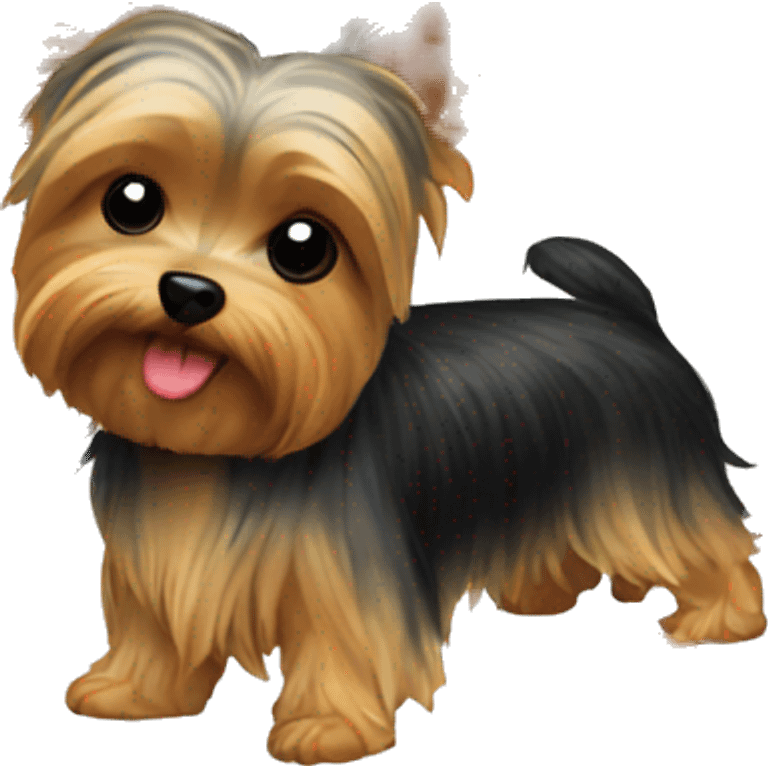 Yorkie eating hot dog emoji