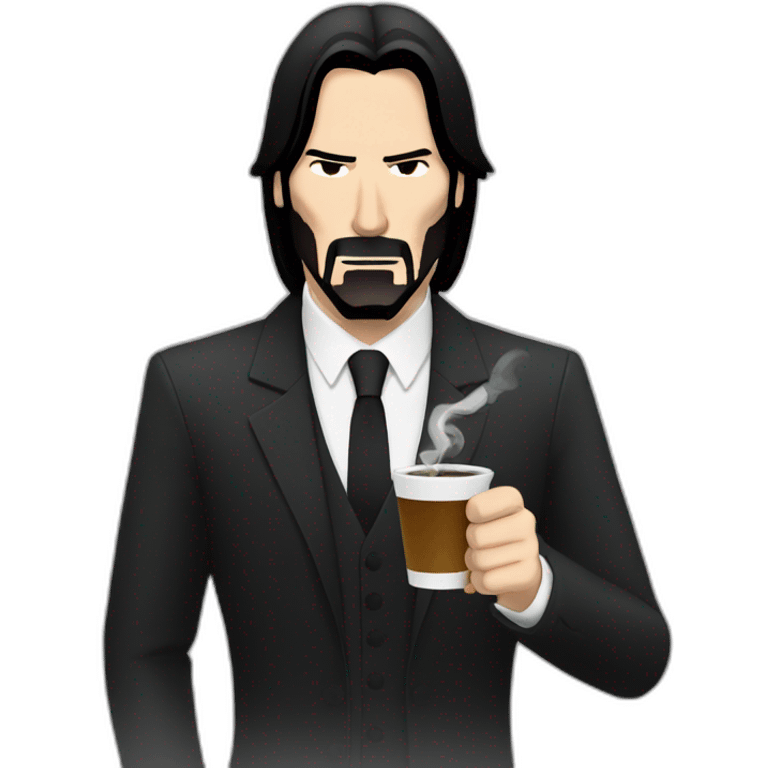 John wick with acoffee and smoke cigarette emoji