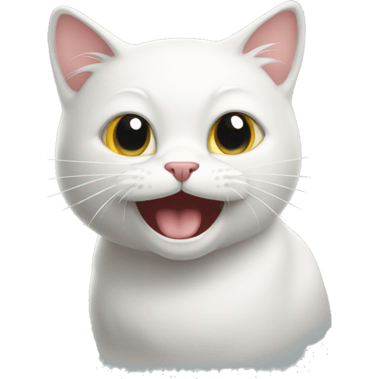 Burping white cat emoji