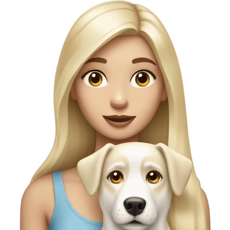 long blonde girl with cream husky dog emoji