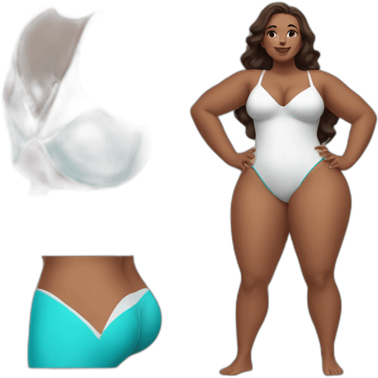 Slim-Thicc woman swimsuit posing full body (curvy slim body type, perfect body, hourglass figure) emoji