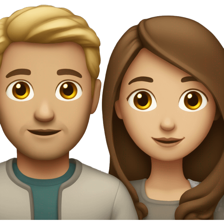 White couple with brown hair emoji