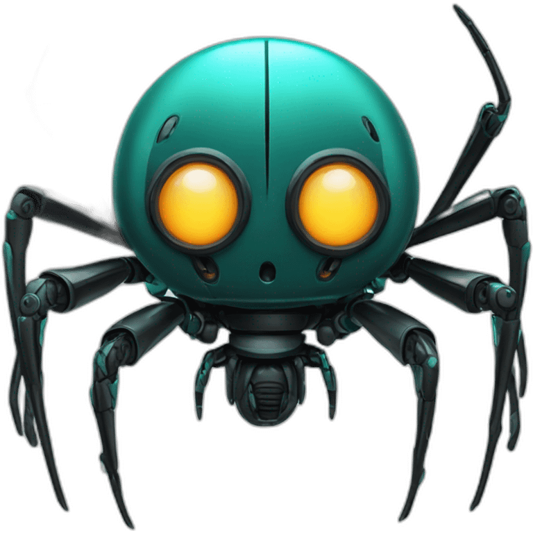 Evil spider robot aqua black emoji