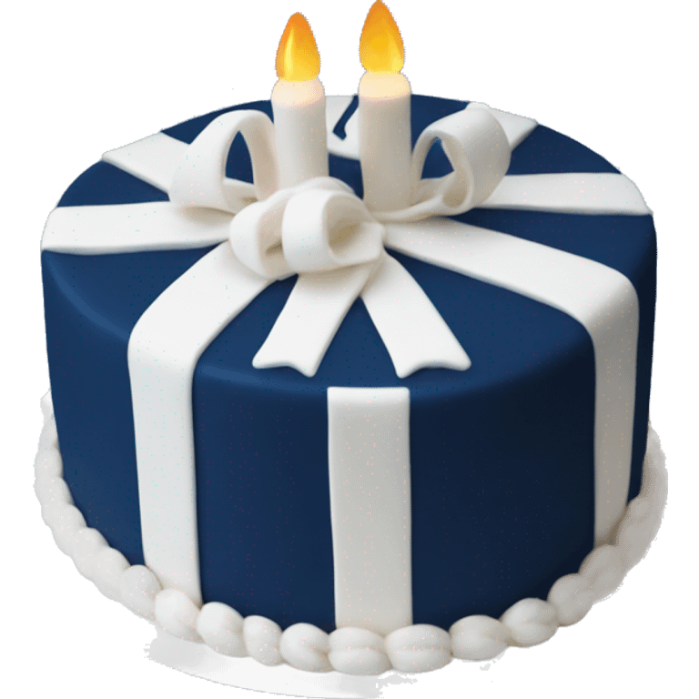 Navy Blue and white birthday cake emoji