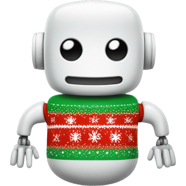 Smiling robot wearing a Christmas sweater emoji