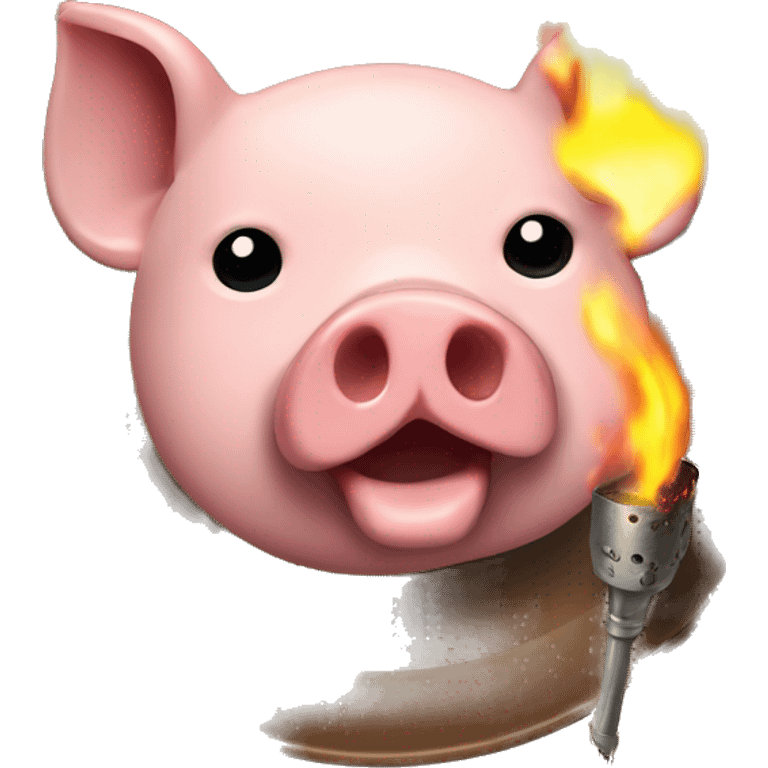 pig's head on a plate and a blowtorch emoji