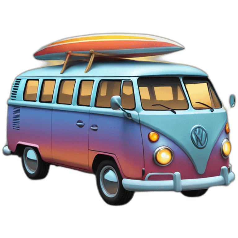 vw bus surfer sunset emoji