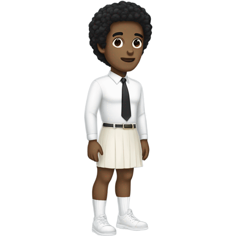 white man black hair in a white skirt white socks emoji