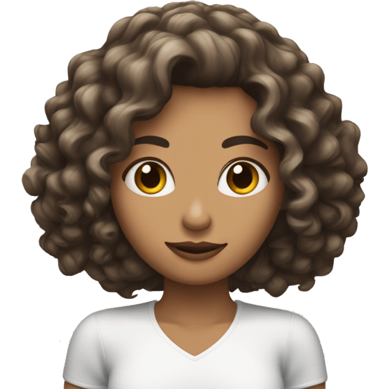 Puedes crear una chica de pelo rizado com piel blanca y ojos hazel  emoji