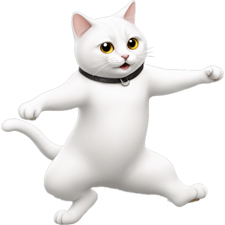 White British cat dancing  emoji