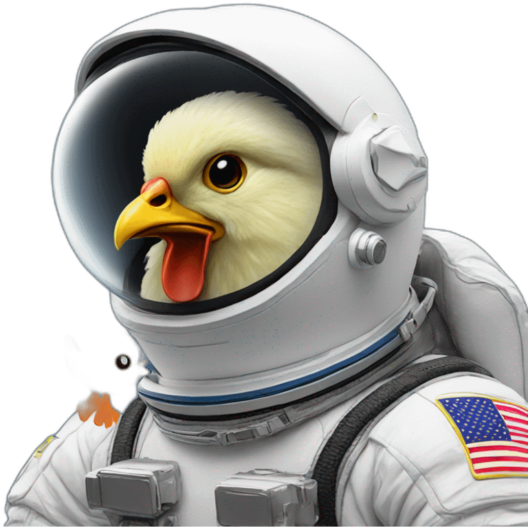 Astronaut with helmet shut riding a chicken emoji