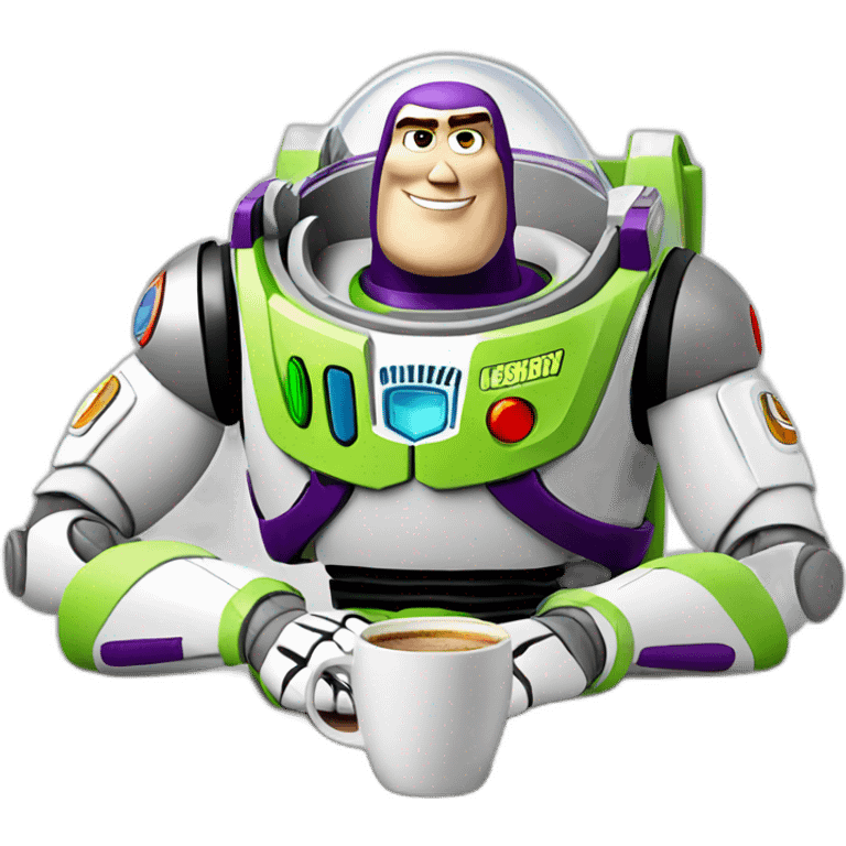 Buzz Lightyear drinks coffee emoji