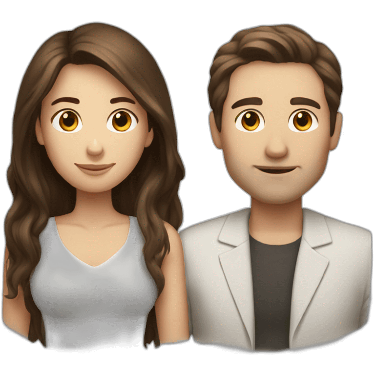 brown hair white man and dark brown long hair woman emoji