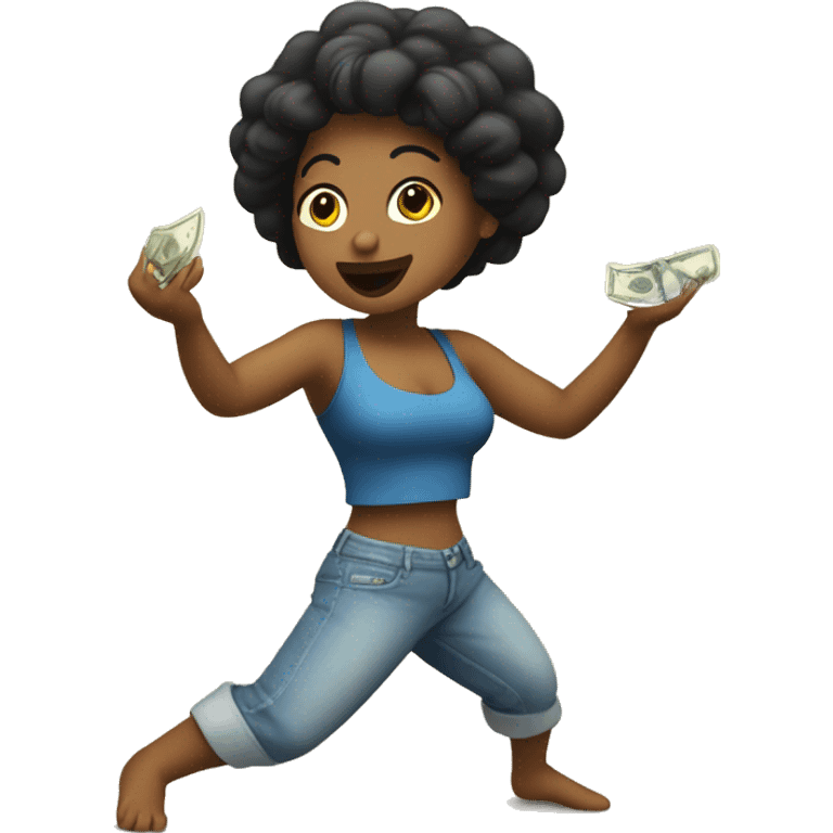 Mujer bailando contando dInero emoji