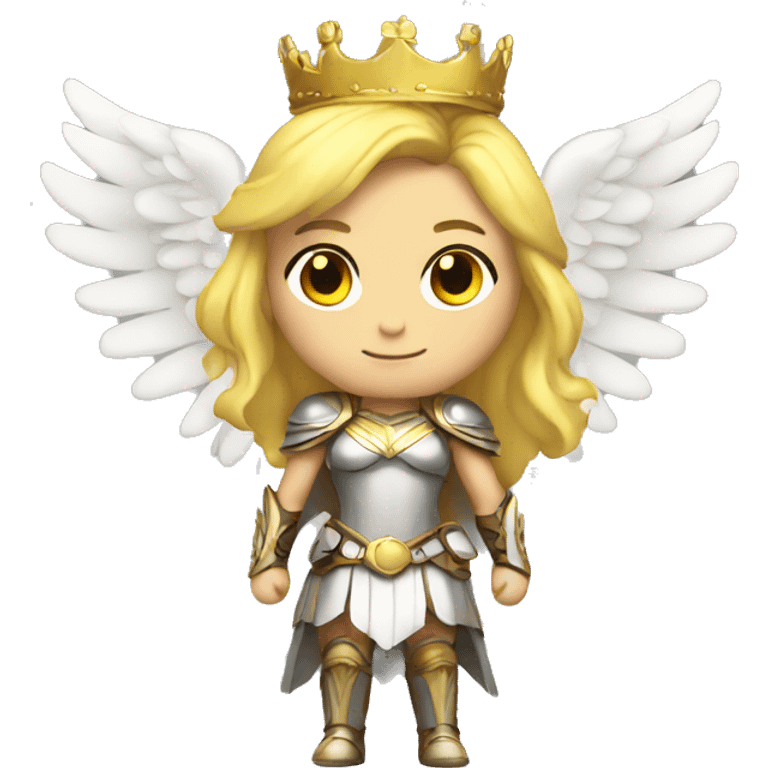 Blond Valkyrie full body with crown with wings emoji