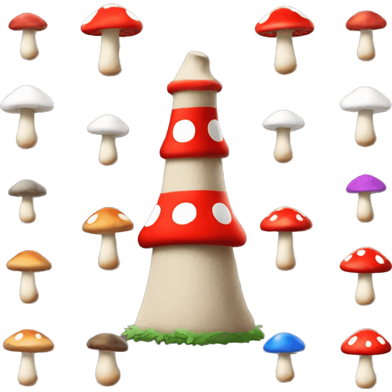 Mario-style Mushroom Eiffel Tower emoji