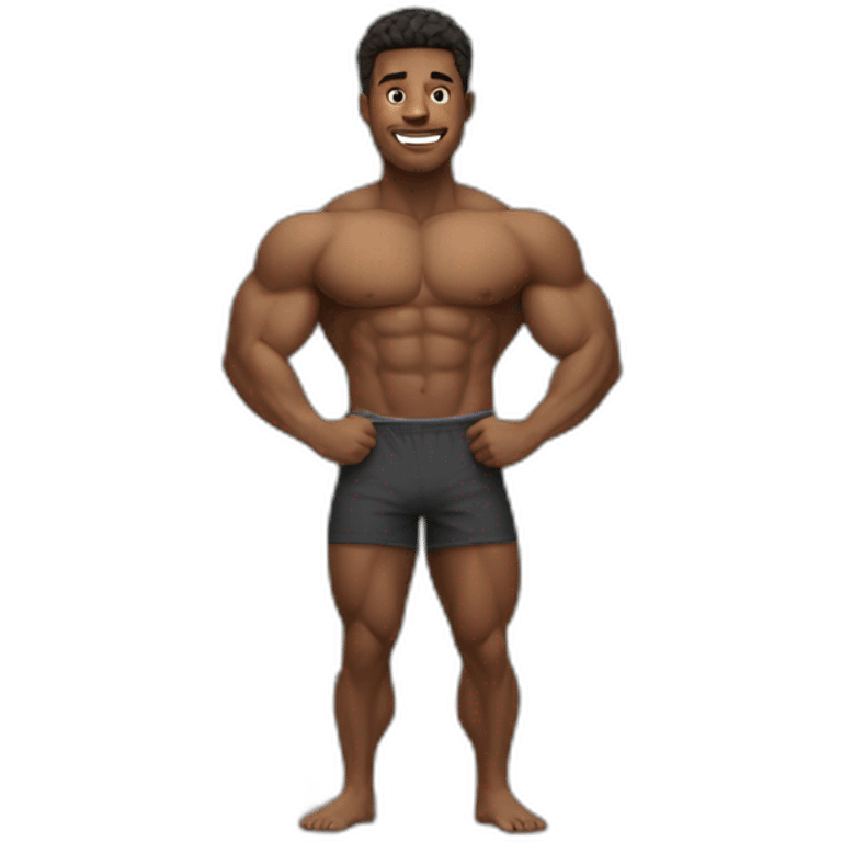 student with sleeper build showing off his muscle emoji