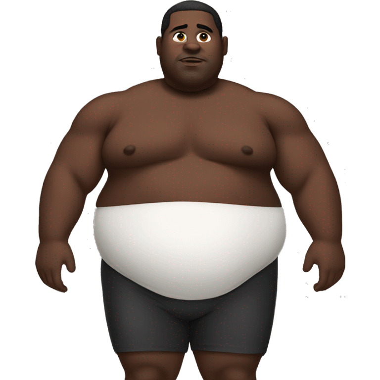 fat black man no shirt emoji