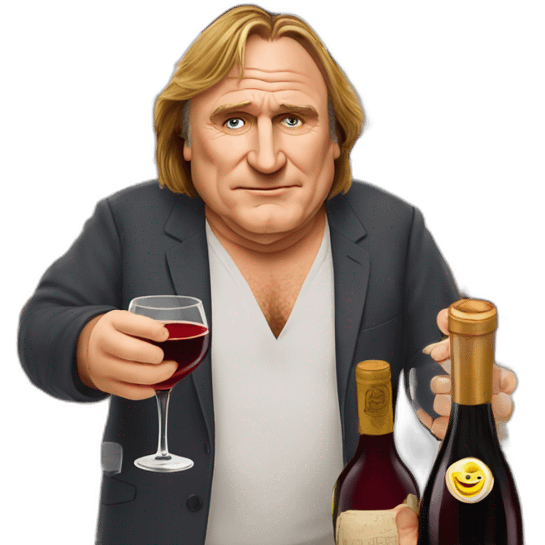 Gérard Depardieu buvant du vin rouge emoji