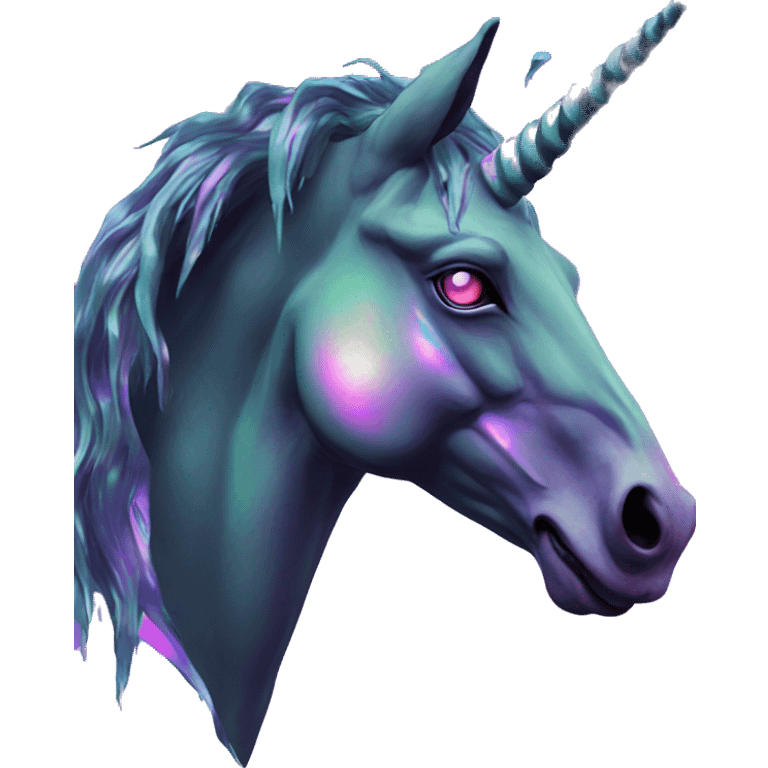 Vaporwave black holographic oilslick zombie unicorn  emoji