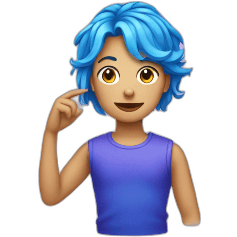 chat bleu avec des cheveux rouge et violet emoji