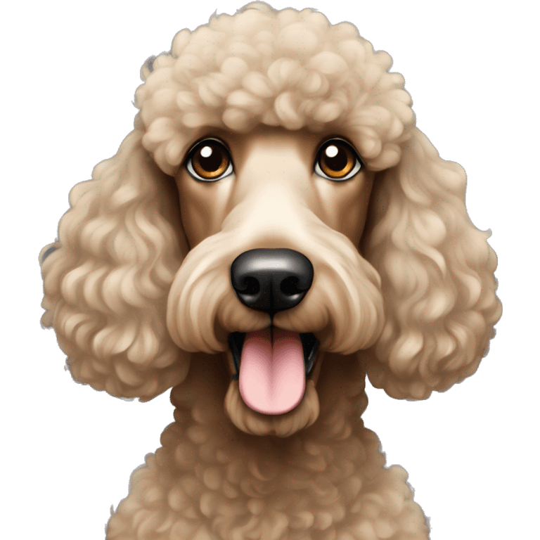 Black and tan standard phantom poodle head shot emoji