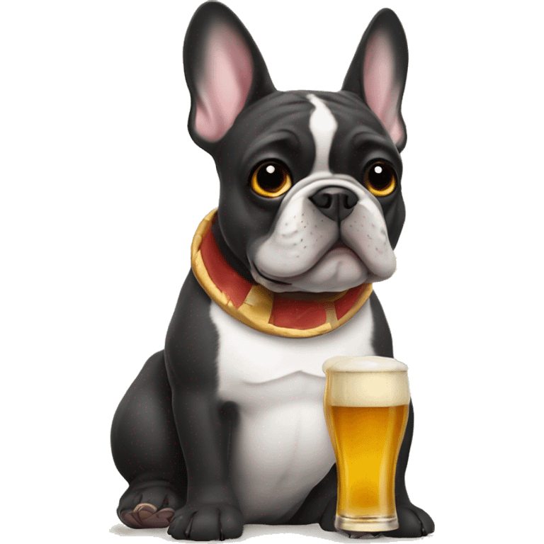 French Bulldog with a beer emoji