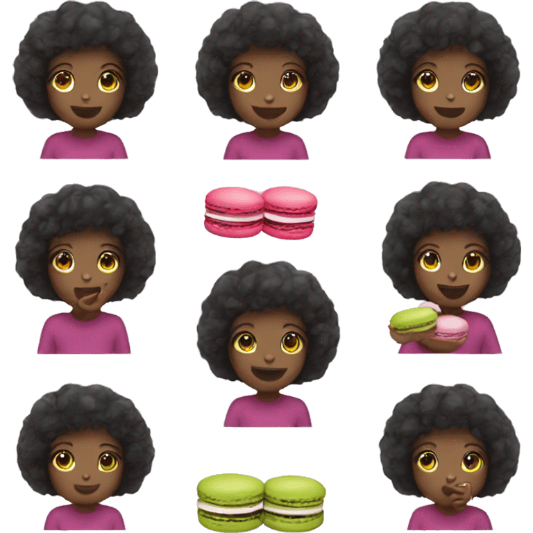 black girl eating macaron emoji