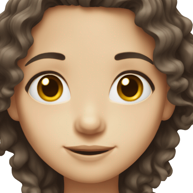 white Skin smiling girl with dark brown wavy hair  emoji