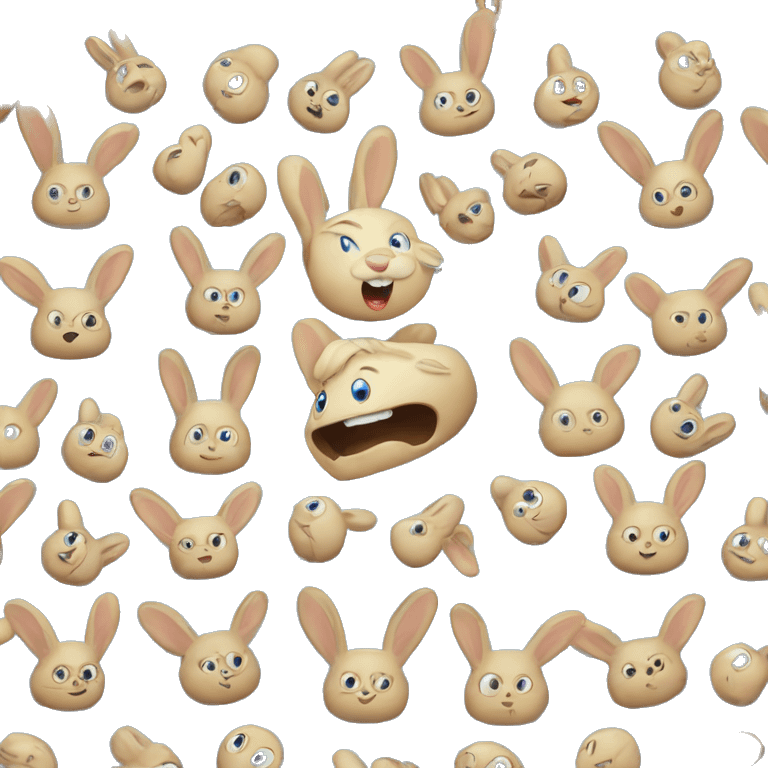 Anxious happy rabbit in blue bodysuit emoji