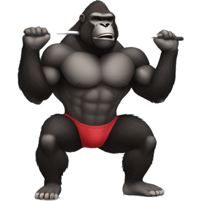 Gym gorilla doing a weighted squats  emoji