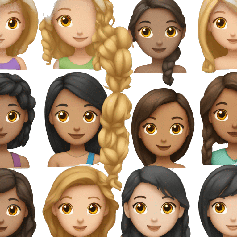 4 best friends,4 girls, one Asian, one light skin brown hair, two light skinned Indians  emoji