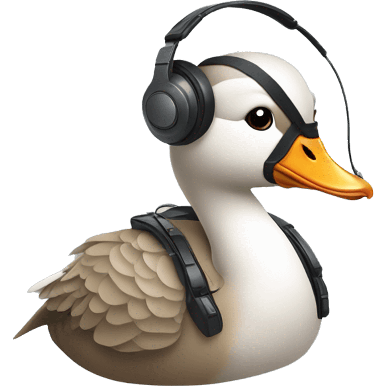 canadian goose playing videogames with headset on emoji