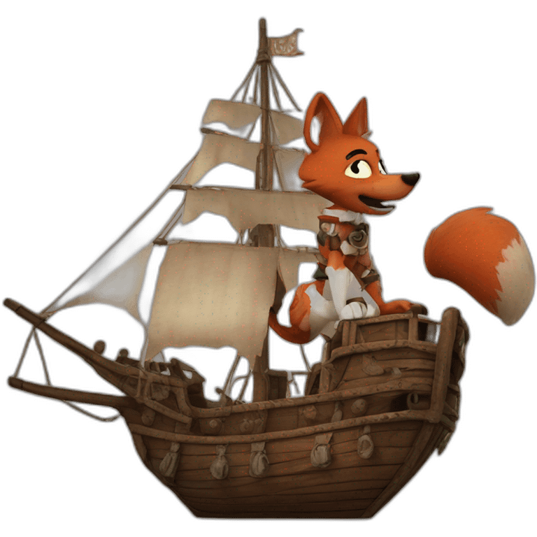 Foxy from Fnaf on a pirate ship ￼￼ emoji