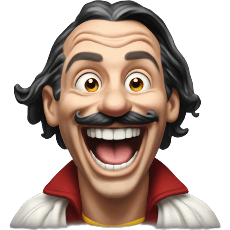 Laughing clever Zlatan in Uncle Scrooge style, oil paint, mysterious eyes, intricate lips, masterpiece pose, odd perspective, beautiful, desirable, logical emoji