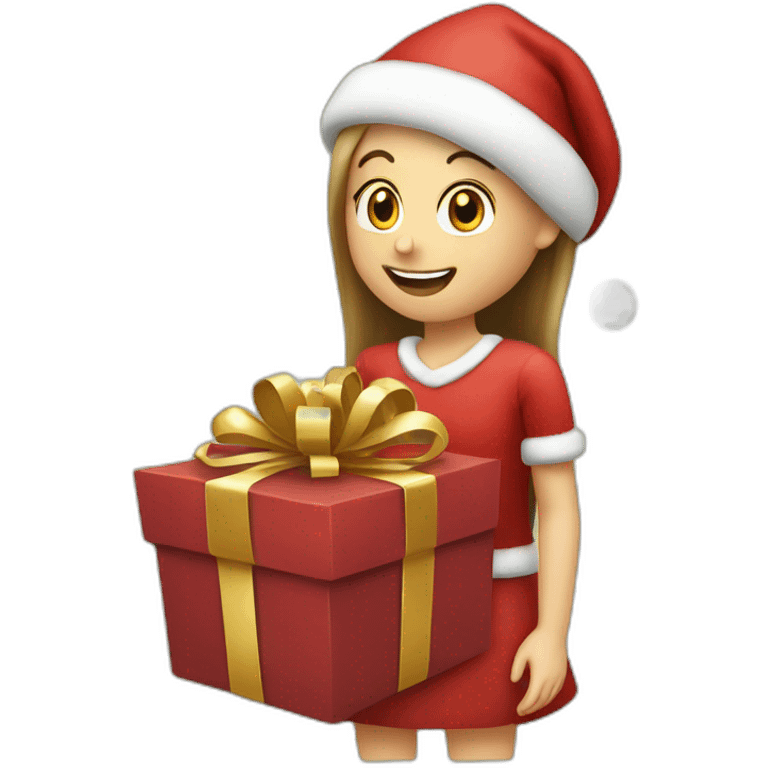 Santa giving gift to a girl emoji